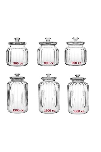 Emr züccaciye Paşabahçe Viva Cam Kavanoz - Cam Saklama Kabı 6 Lı 2 Boy 900+1500cc.