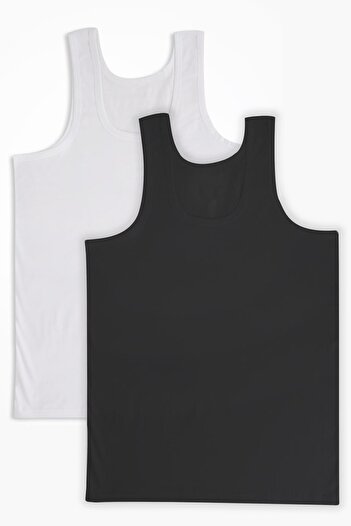 Altun Pack of 2 Black and White Cotton Men's Undershirts