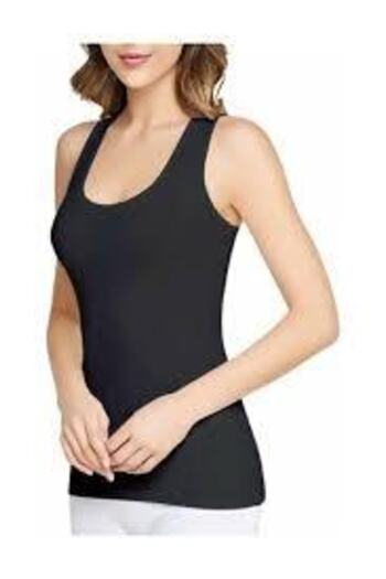 Tutku Women's Wide Strap Elastane Black Undershirt 6 Pieces