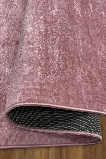 ELVİRAHOME Nova Powder Cutting Runner Non-Slip Base Washable Soft Solid Color Patterned Carpet