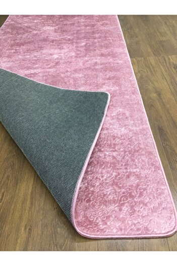 ELVİRAHOME Nova Powder Cutting Runner Non-Slip Base Washable Soft Solid Color Patterned Carpet