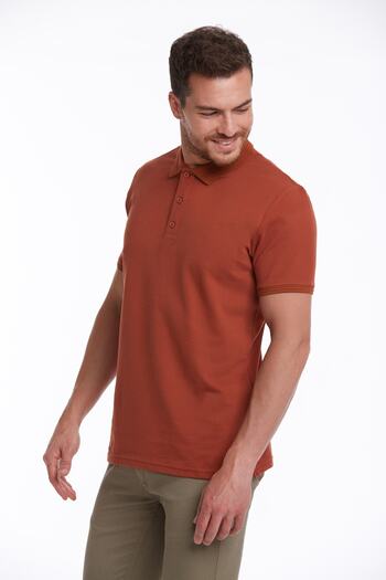Hatemoğlu Men's Tile Regular Fit Plain 100% Cotton Polo Neck T-Shirt