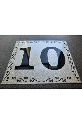 GENDEC Kapı Numarası 10x12 Cm Metalik Gümüş Gri Üzeri Siyah Baskı Kendinden Yapışkanlı No:10