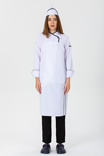 TIPTEKS White - Black Piping Strap Chef Apron