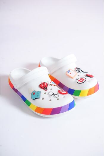 OZYO Samesa White Accessory Clogs Eva Summer Beach - Daily Hospital Doctor Nurse Slippers