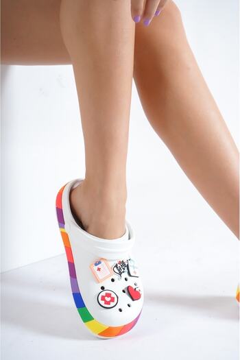 OZYO Samesa White Accessory Clogs Eva Summer Beach - Daily Hospital Doctor Nurse Slippers