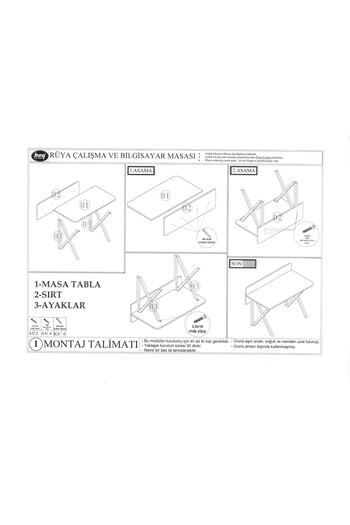 hey modüler mobilya Rüya Ceviz Çalışma Masası Bilgisayar Ofis Masası Metal Beyaz Ayaklı 103 Cm