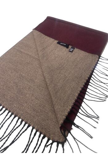 Sarar Claret Red Beige Double Sided Scarf M-5