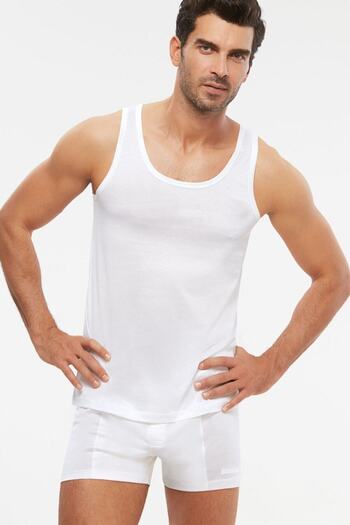 Kom Men's White Luxury Mercerized Undershirt 3-Piece