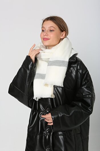 FELLMENS Women's Scarf Shawl - Ecru Patterned