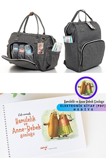 Sahra Elegance Thermal Compartment Mother Baby Care 2-Piece Shoulder and Backpack Set (pdf Annebebek Diary Gift)