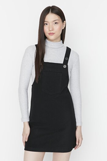 Trendyol Collection Tkané černé mini šaty TWOAW20EL2134