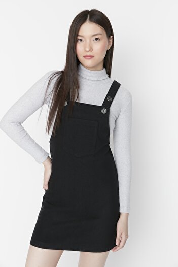 Trendyol Collection Tkané černé mini šaty TWOAW20EL2134