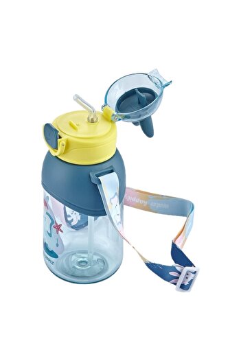Vagonlife 650 Ml School Water Bottle with Neck Strap and Straw and Locking Cap