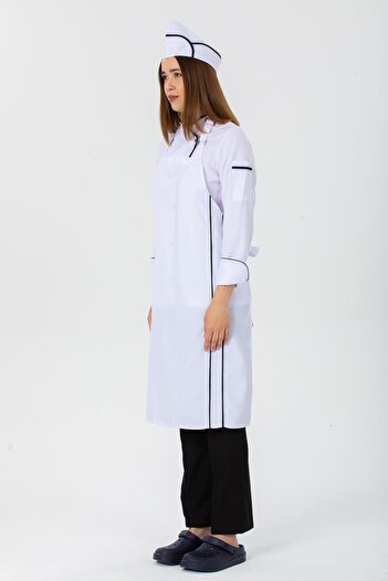TIPTEKS White - Black Piping Strap Chef Apron