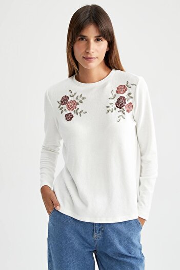 DeFacto Traditional Regular Fit Crew Neck Long Sleeve T-Shirt