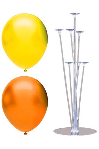 RÖNESANS PARTİ 7 Stick Balloon Stand + 100 Balloons (Orange, Yellow)