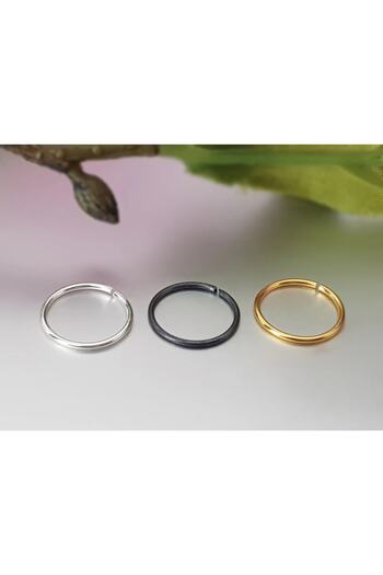 Begonia Accessories 925 Ayar Gümüş, Silver,gold,black 3 Adet Halka Hızma Set