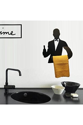 Simge Yapı Dekorasyon Waiter Figured Kitchen Hand Towel and Washcloth Hanger - Metal