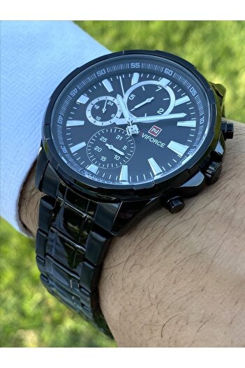 Naviforce Men's Black Wrist Watch with Running Indicator