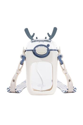 DILLER Vagonlife Tritan Children's Water Bottle with Hanger 400ml Straw and Animal Ears