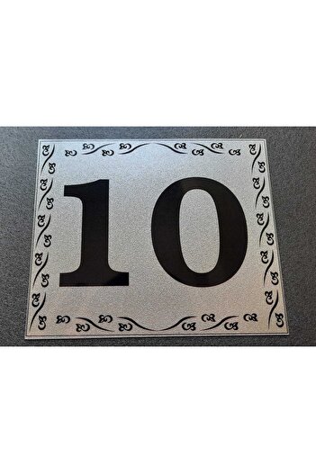 GENDEC Kapı Numarası 10x12 Cm Metalik Gümüş Gri Üzeri Siyah Baskı Kendinden Yapışkanlı No:10