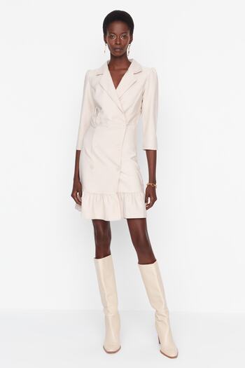 Trendyol Collection Ecru bunda Tkané šaty TWOSS20EL0407