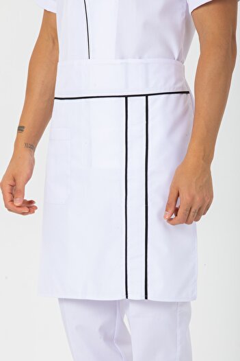 TIPTEKS White - Black Piping Chef Waist Apron