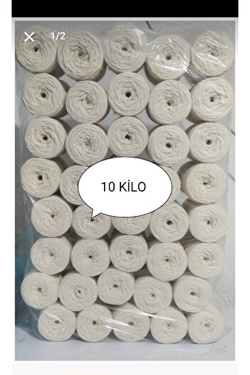HÜKÜMRAN 10 Kg Makrome Ipi Taranabilir 3 Mm Tek Büküm Ekru