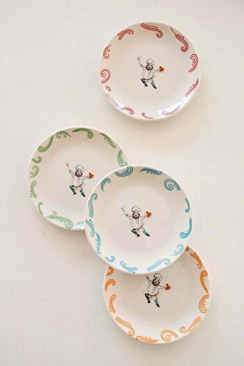 Bursa Porselen Dekor Chef's Special 4 Piece Cake/Cookie Plate