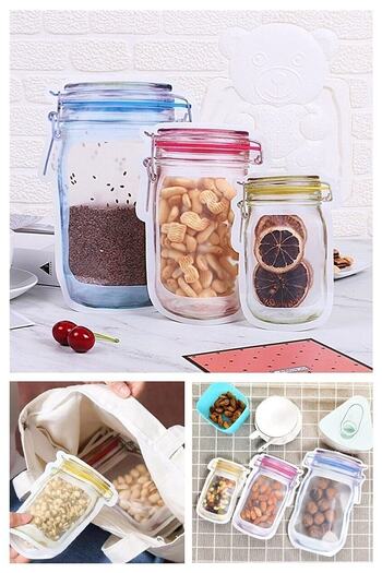 morponi Jar Appearance Lockable Storage Container Transparent / 150ml - 500ml - 620ml 9 Pieces 3 Sizes