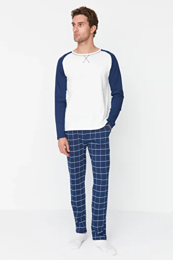 Trendyol Collection Комплект бавовняної піжами темно-синього кольору Regular Fit THMAW21PT0879