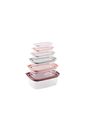 Tantitoni Set of 6 Pink-gray Multi-Colored Plastic Storage Containers