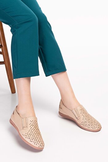 Gondol Genuine Leather Orthopedic Sole Casual Shoes Esfa.152y - Beige - 40