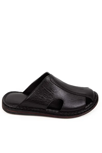 Gondol Genuine Leather Closed Front Soft Sole Slippers Kml.103 - Black - 44