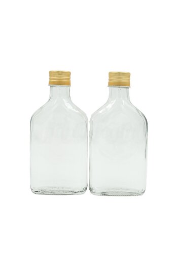 parlakcam Cold Brew Transparent 200ml Gold Metal Lid Glass Bottle (200cc Cold Coffee Bottle) (1 Piece)