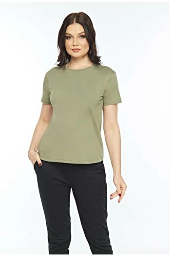 ESPİNA Μπλουζάκι από πλεκτό ύφασμα Khaki Crew Neck