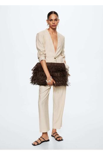 MANGO Woman Belted Suit Blazer Jacket