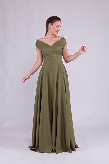 Bidoluelbise Γυναικείο βραδινό φόρεμα με λαιμόκοψη Maxi Length