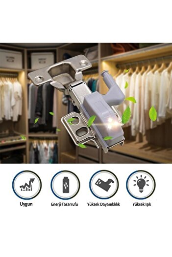 Dream Plus 2'li Gardırop Dolap Içi Menteşe Işıklı Aydınlatıcı Led Işık