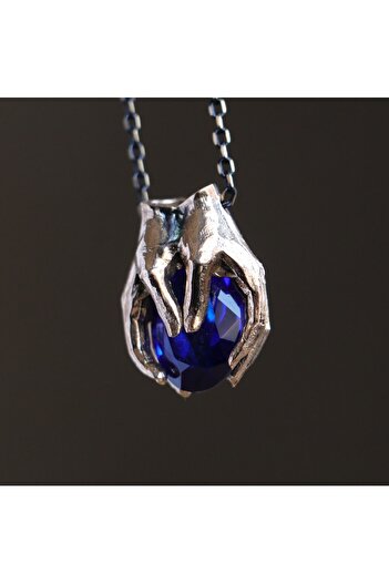 Moko Art Design Lab. Safir Oval Avuç Kolye