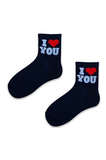 Esinti Men's Socks Socket Long Socks Women's Towel White Patterned Socks 4 Pieces