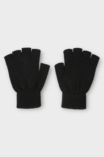 EFBUTİK Black Cut-Out Plain Gloves