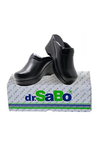 DR SABO High Heel Platform Orthopedic Leather Sabo Slippers Black