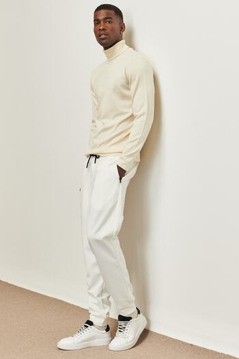 AC&Co / Altınyıldız Classics Men's White Standard Fit Regular Cut Pocket Sweatpants