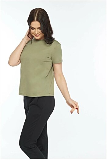 ESPİNA Μπλουζάκι από πλεκτό ύφασμα Khaki Crew Neck