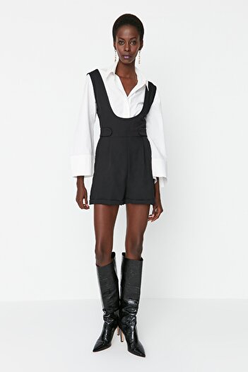 Trendyol Collection Černý krátký tkaný overal Gilet TWOAW23TU00047