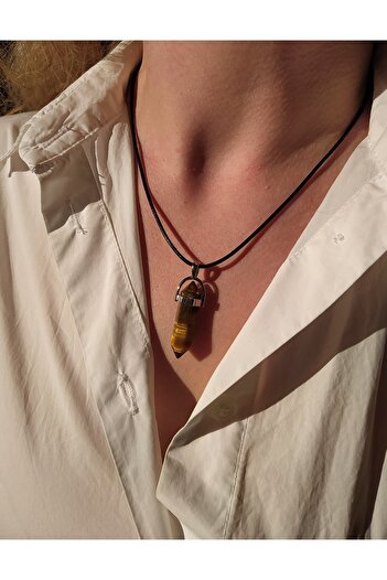 TÜKKAN ACCESSORİES Natural Stone Pandula Tiger Eye Necklace