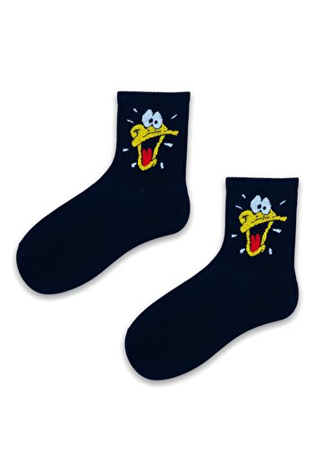Esinti Men's Socks Socket Long Socks Women's Towel White Patterned Socks 4 Pieces