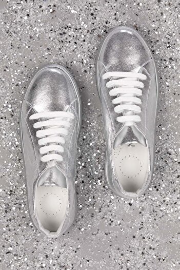 Gondol Genuine Leather Anatomical Sole Sports Shoes Ell.6839 - Platinum - 40